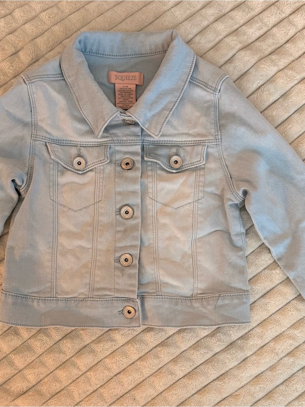 Squeeze Girls Pale Blue Denim Jacket with Button Front (size: 7/8)
